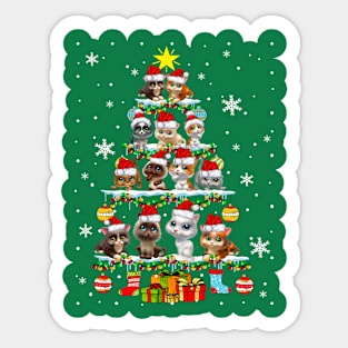 cat chritmas tree Sticker